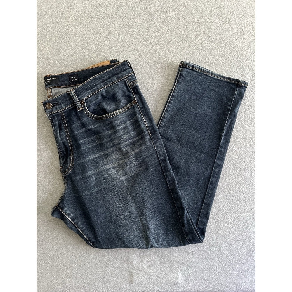 Lucky Brand 410 Athletic Slim Mens Dark Blue Wash Denim Jeans 36x30 Whiskers